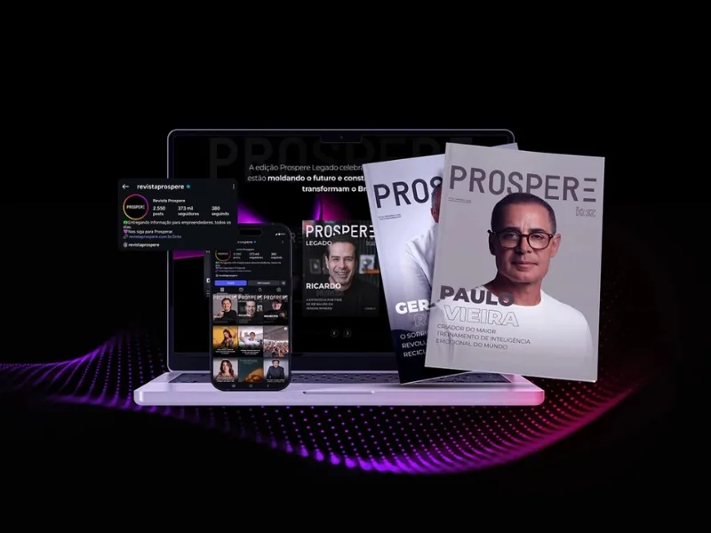 Revista Prospere Digital no Notebook e Celular